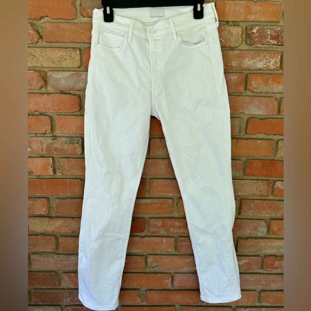 Mother The Mid Rise Dazzler Ankle Fairest of them All White Jeans Ankle Size 30
